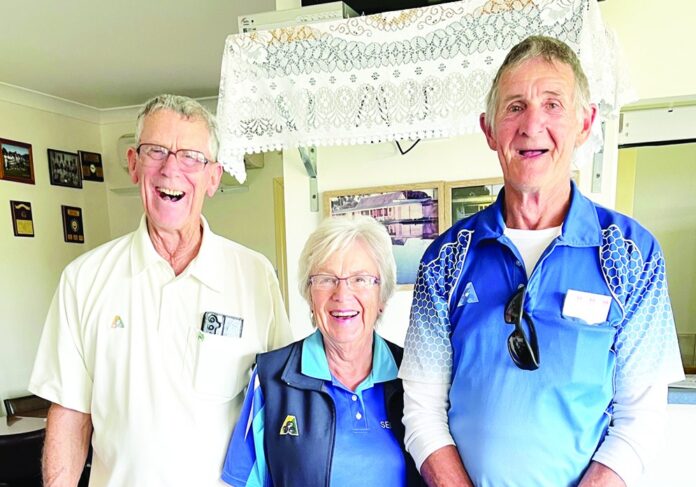 Ian Tink , Gwen Colwill and Skipper Mark Shawcross winners of Saturday January 10th Club Bowls.