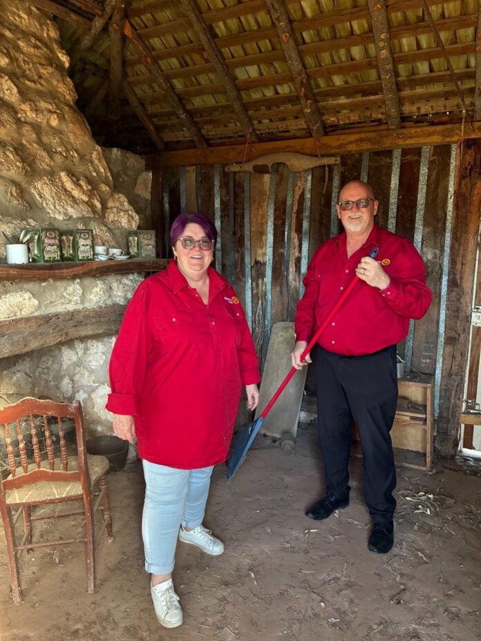 Past and Present Presidents, Mary and Kingsley Dalgleish inside John Shaw Neilson Cottage